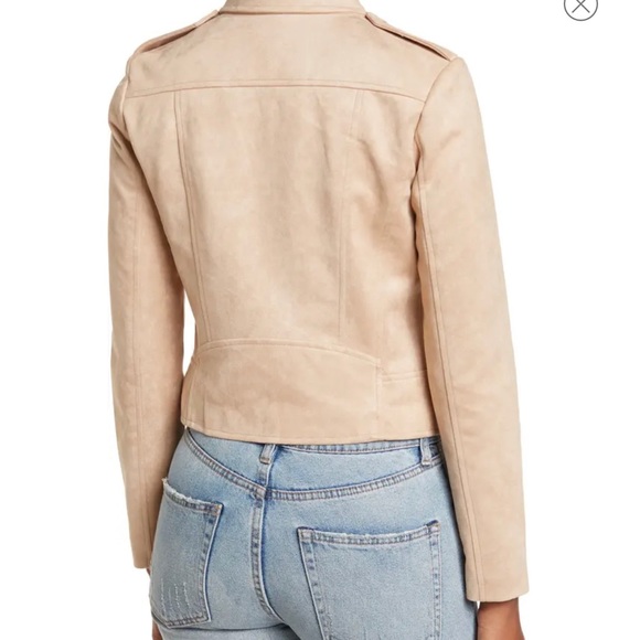 Vegan Suede Moto Jacket Tan XL - Picture 6 of 12